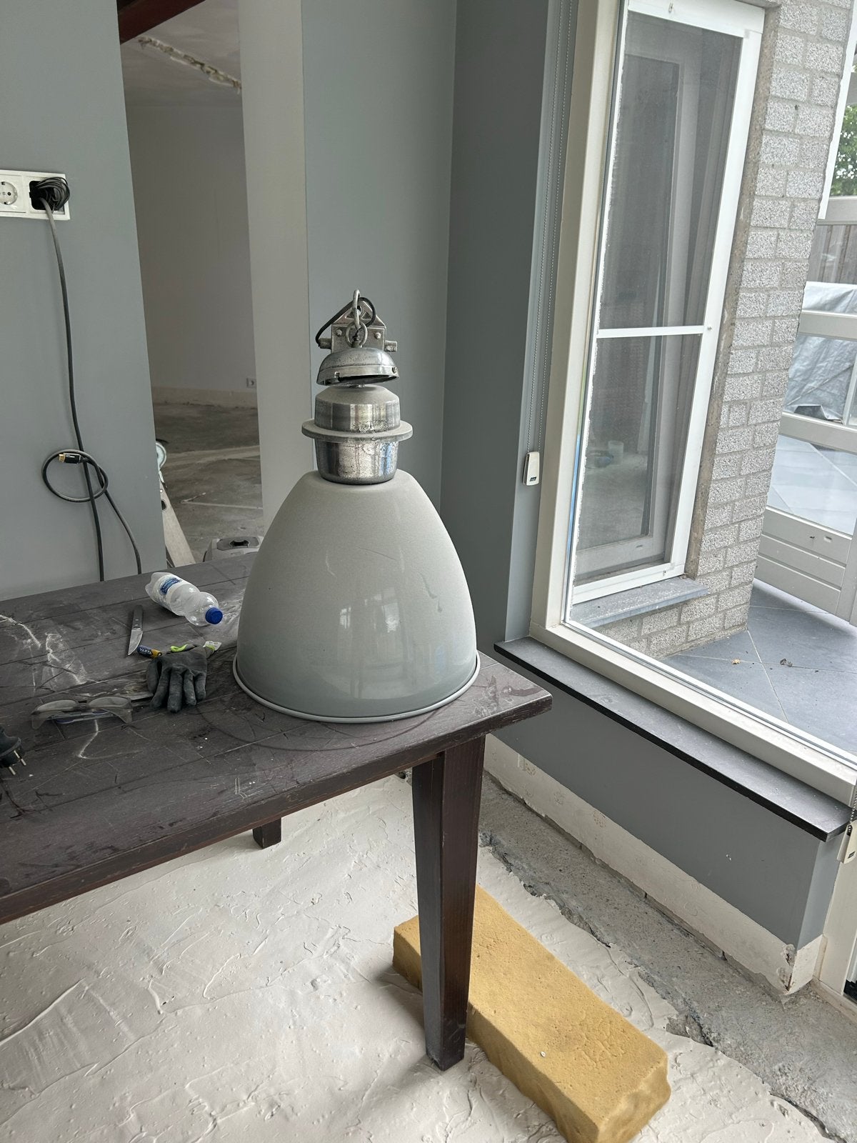 Grijze Scheepslamp - 60 cm hoog, 40 cm breed, Ophalen, Gebruikt, Metaal, E27 (groot)