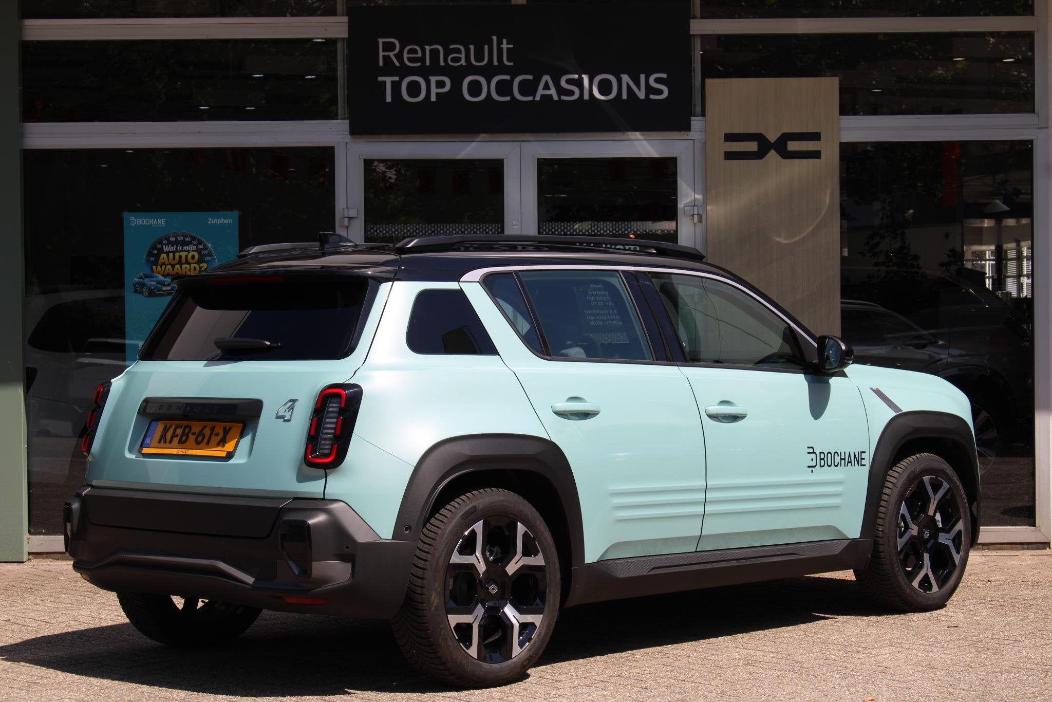 Renault 4 comfort range techno 52 kWh | Demo | Harman\Kardon, Auto's, Renault, Stof, Blauw, Origineel Nederlands, 409 km