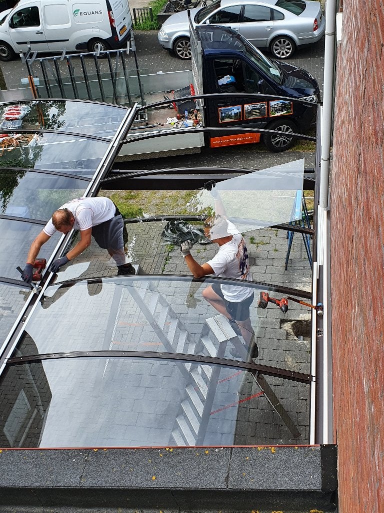 Zeer degelijke carport van staal en glas., Ophalen of Verzenden, Zo goed als nieuw, Carport