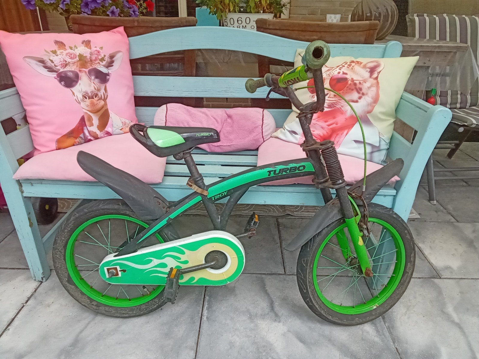 Kinderfiets Turbo Troy 16 inch - Groen/Zwart, Fietsen en Brommers, Ophalen, Gebruikt, 16 tot 20 inch, Turbo Troy