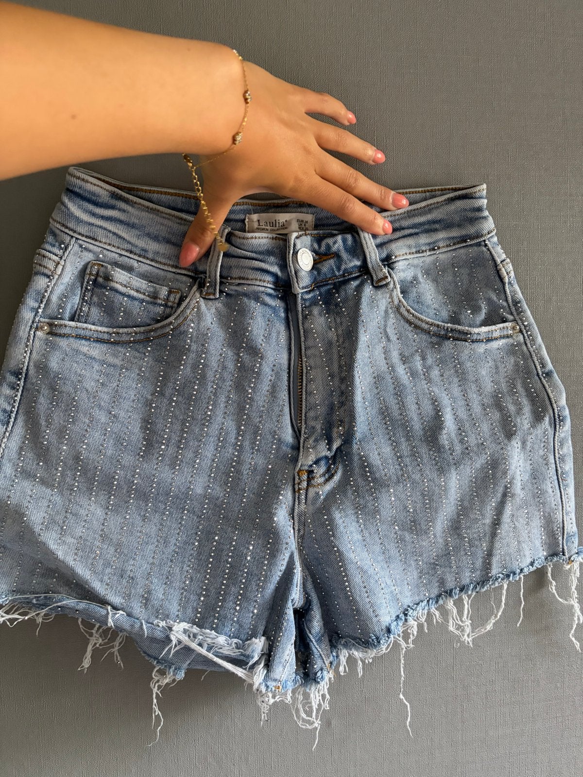Glitter korte broek met veel stretch merk Laulia maat S, Kleding | Dames, Kort, Blauw, Ophalen of Verzenden, Zo goed als nieuw