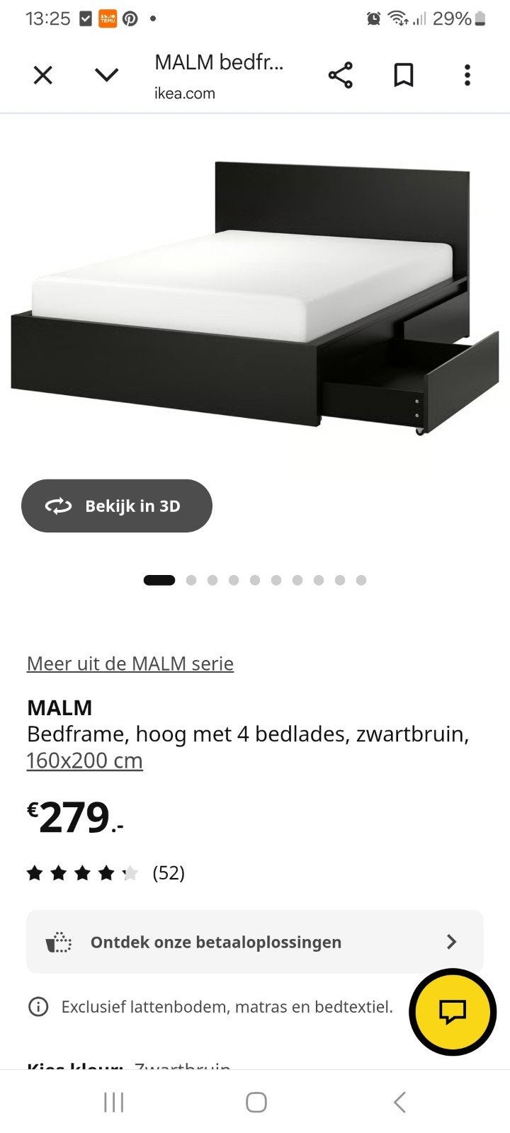 Malm bed  met 4 lades 160x200, Huis en Inrichting, Slaapkamer | Bedden, Wit, Tweepersoons, Ophalen of Verzenden, 160 cm