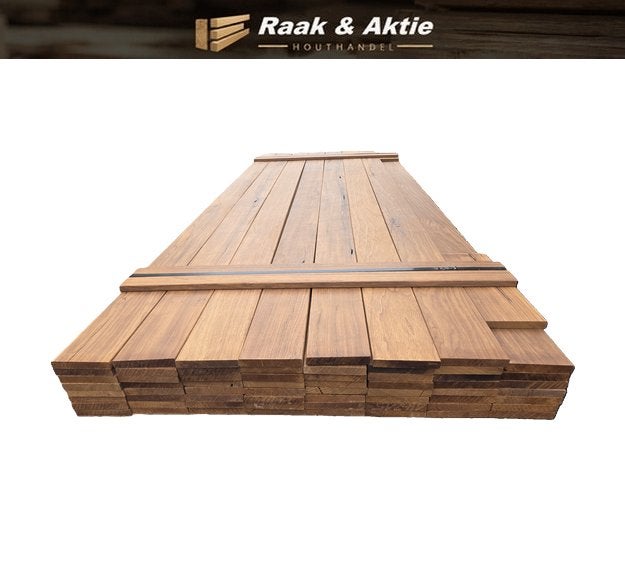 63 Hardhouten planken - geschaafd 1.8x12.3 cm - nr: HP369, Ophalen, Planken, Nieuw, Hardhout