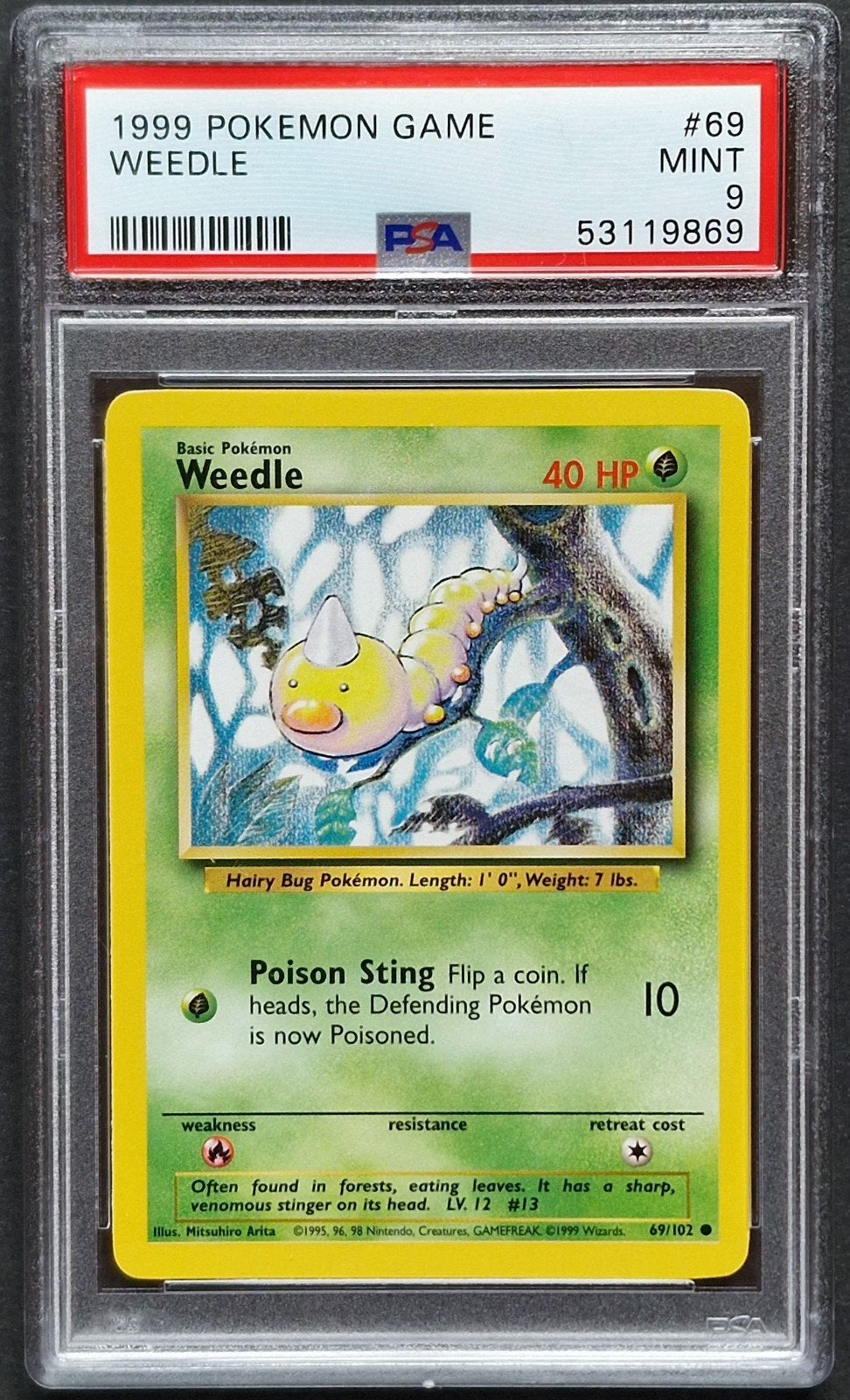 Weedle Psa 9 Base set Unlimited, Ophalen of Verzenden