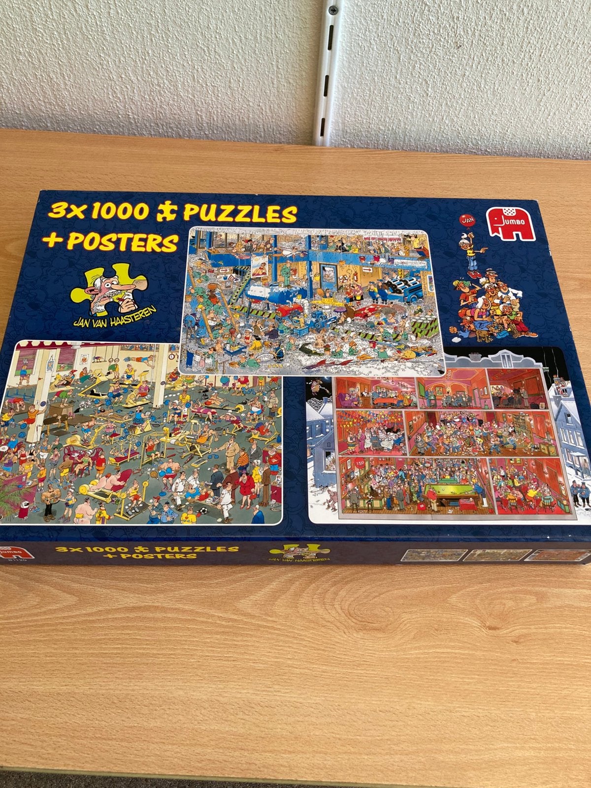 Jan van Haasteren combidoos 3 in 1, Ophalen of Verzenden, 500 t/m 1500 stukjes, Gebruikt, Legpuzzel