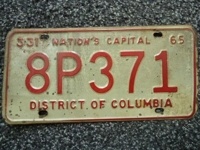 Kentekenplaat licenseplate Washington DC 1965 USA, Verzenden, Gebruikt, Auto's