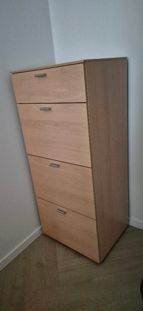 Twee 4 ladenkasten beuken als nieuw, Ophalen, Gebruikt, 100 tot 150 cm, Overige materialen