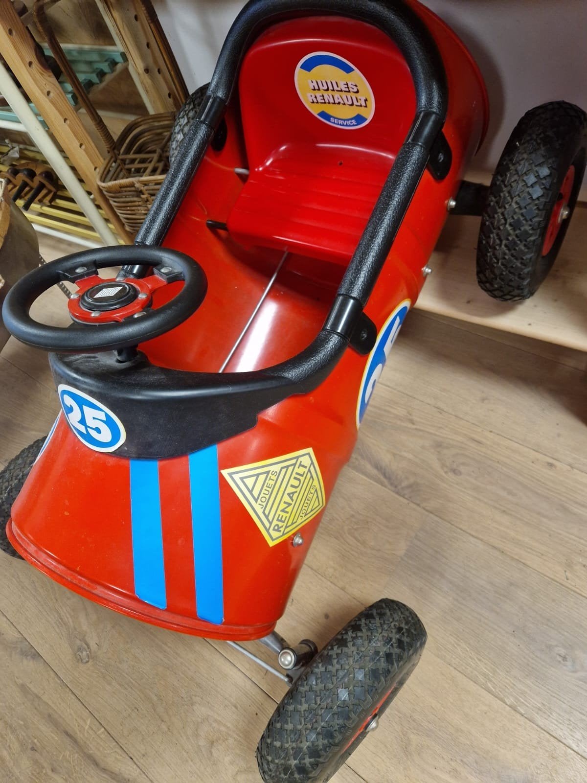 Vintage Renault trapauto - Rood met racestickers, Gebruikt, Onbekend, Onbekend, Ophalen of Verzenden