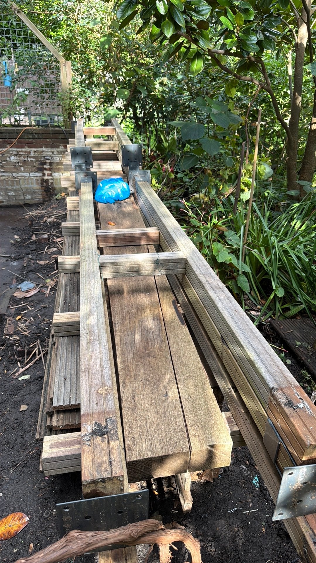 Hardhouten pergola lxbxh 8 m x 0,7 m x 2,25 m, Ophalen, Gebruikt
