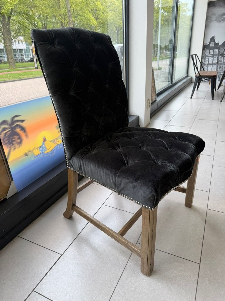 Originele Timothy Oulton Eetkamerstoel – Antraciet Velvet, Ophalen, Grijs, Stof, Eén