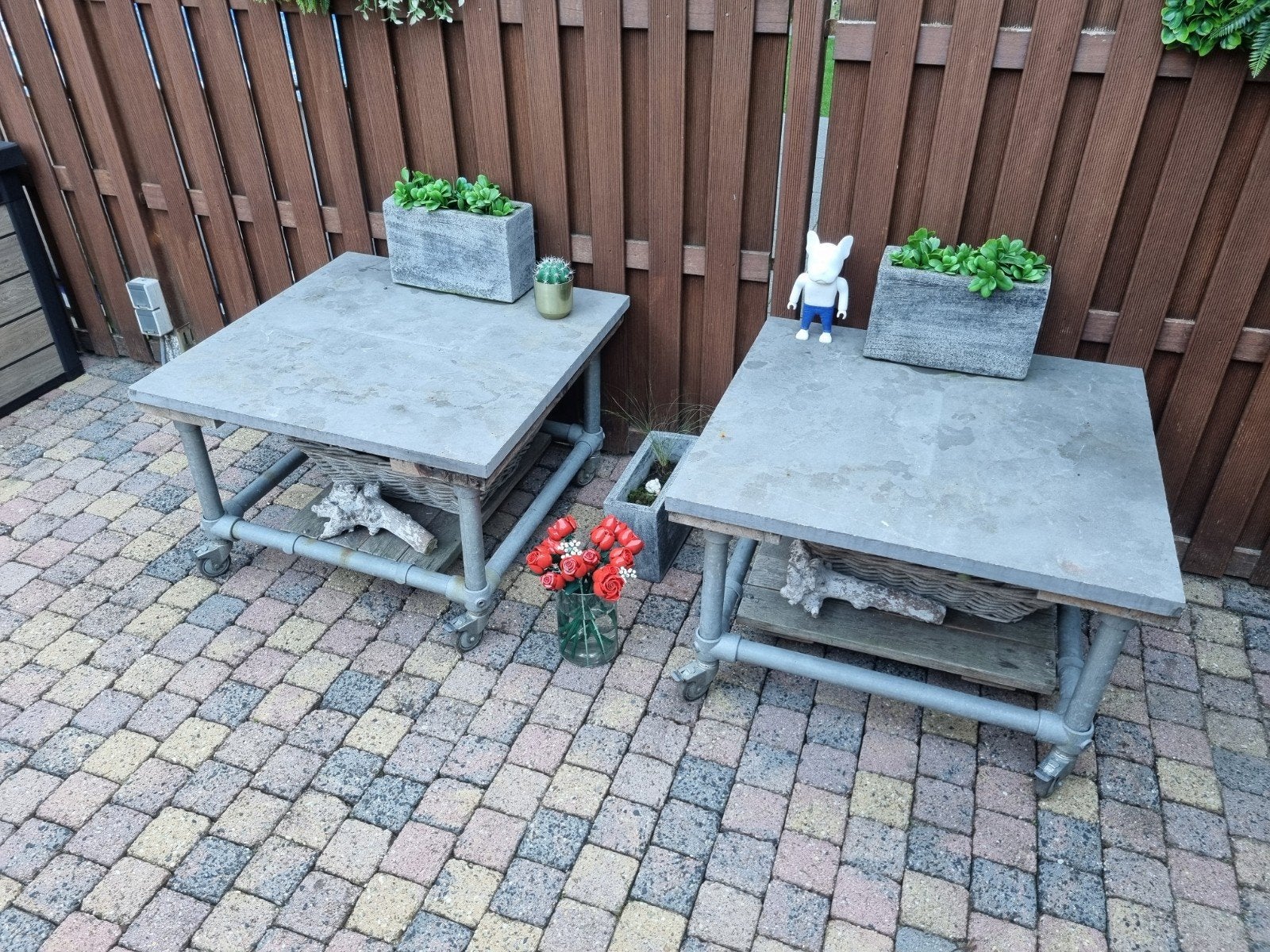 Verrijdbare salontafel van steigerpijp voor buiten, Tuin en Terras, Ophalen