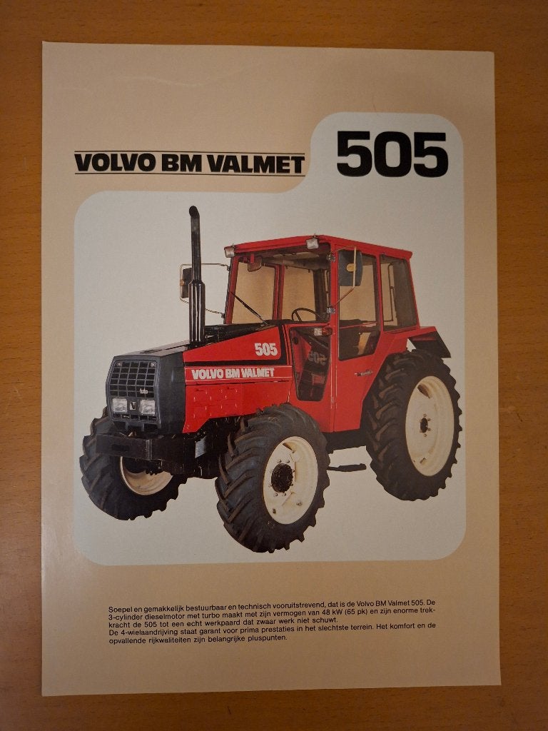 Folder Volvo BM Valmet 505, Ophalen of Verzenden, Gelezen, Tractor en Landbouw