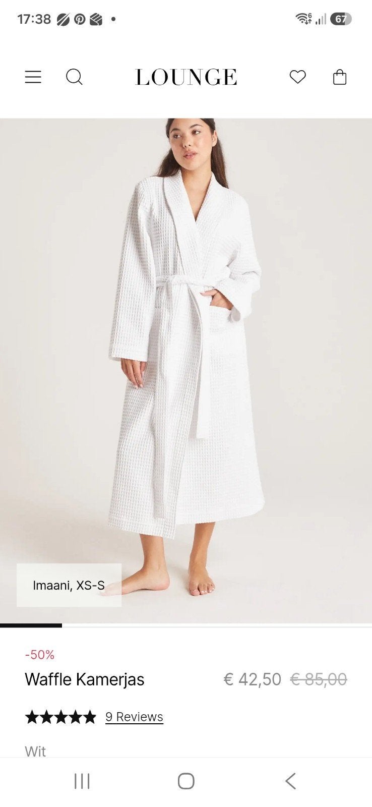 Lounge Wafel Kamerjas xl - Wit, Zo goed als nieuw, Kleding | Dames, Lounge, Ophalen of Verzenden, Zo goed als nieuw