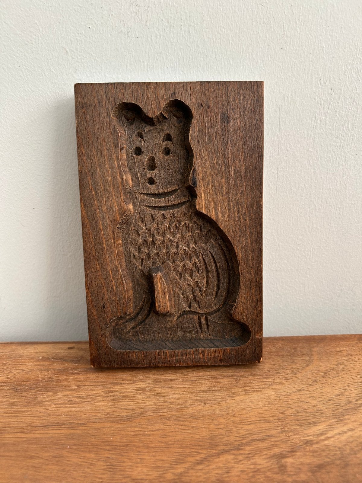 Antieke houten koekjesvorm in de vorm van een kat, Ophalen of Verzenden
