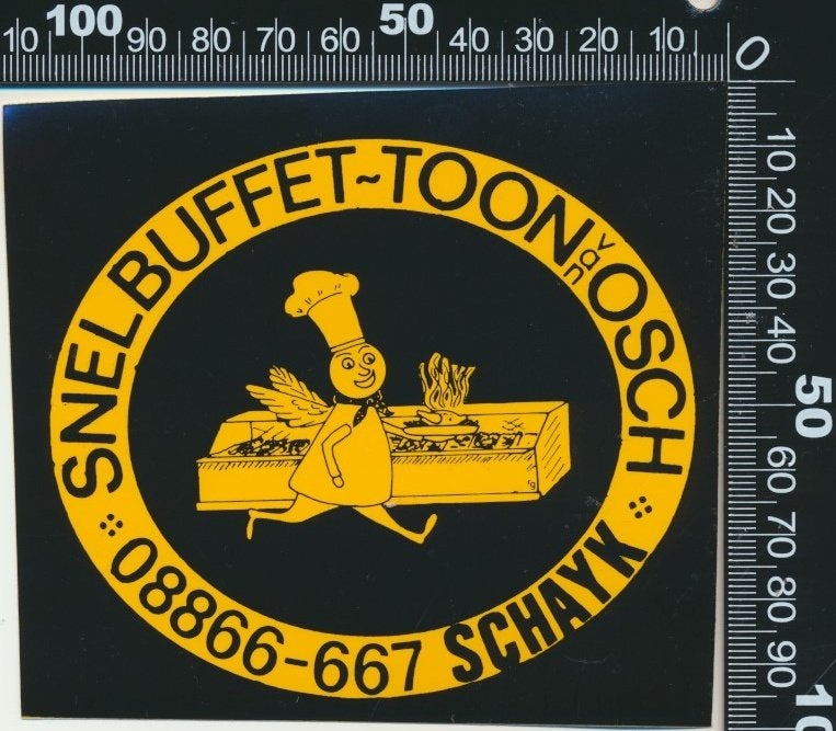 Sticker: Snel Buffet Toon van Osch - Schayk, Ophalen of Verzenden, Zo goed als nieuw, Bedrijf of Vereniging