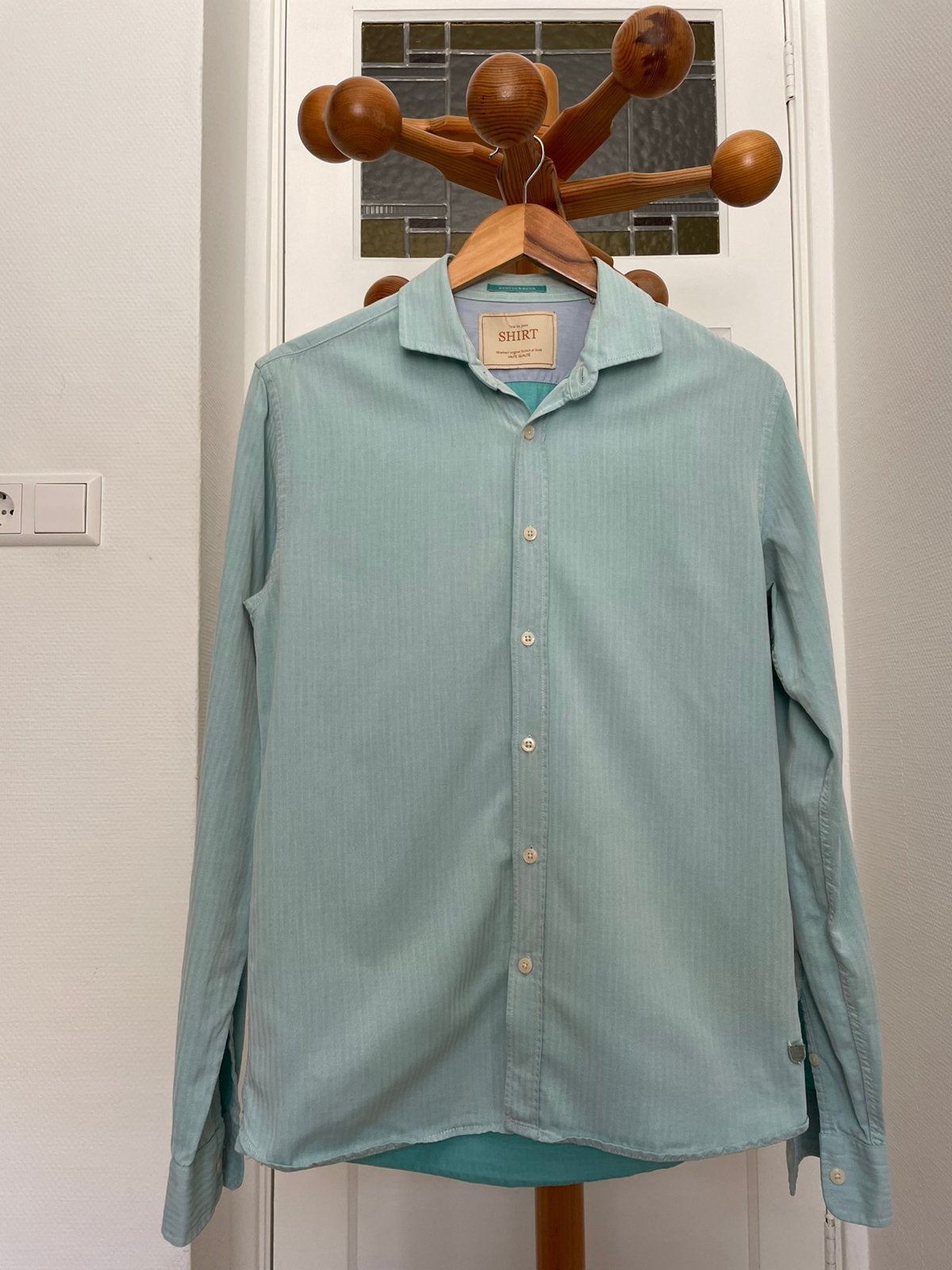 Scotch & soda mintgroen overhemd shirt maat medium heren, Ophalen of Verzenden, Groen, Halswijdte 39/40 (M)