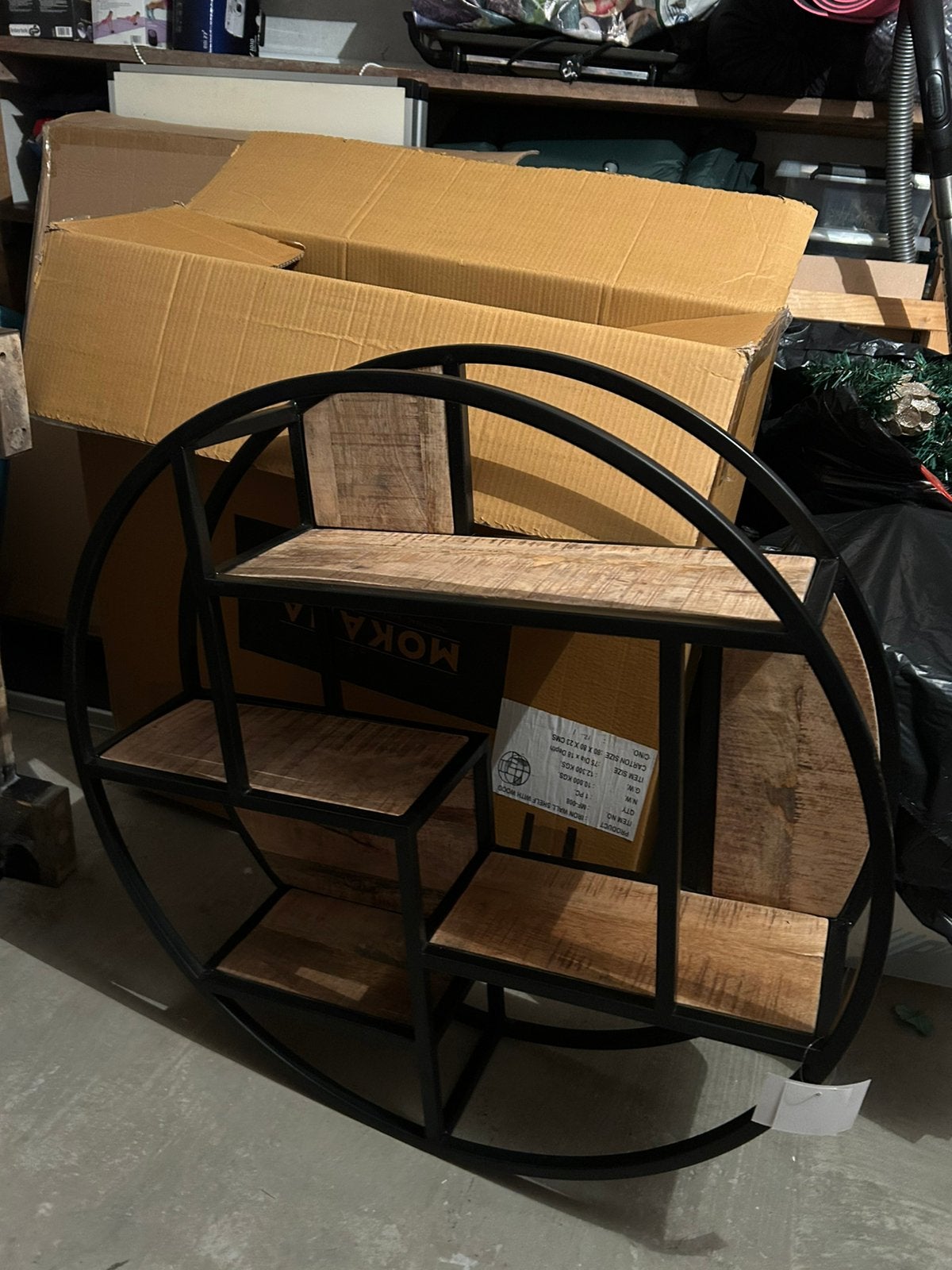 Mokana Rond Wandrek Industrieel Hout Metaal Nieuw, Huis en Inrichting, Woonaccessoires | Wandplanken en Boekenplanken, Ophalen