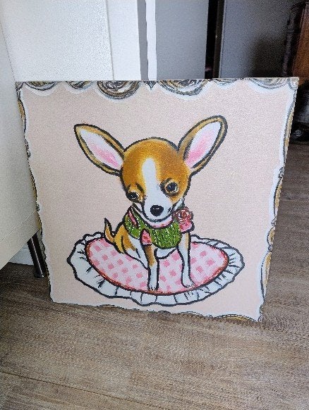 Chihuahua op canvas, Ophalen, Zo goed als nieuw, Vierkant