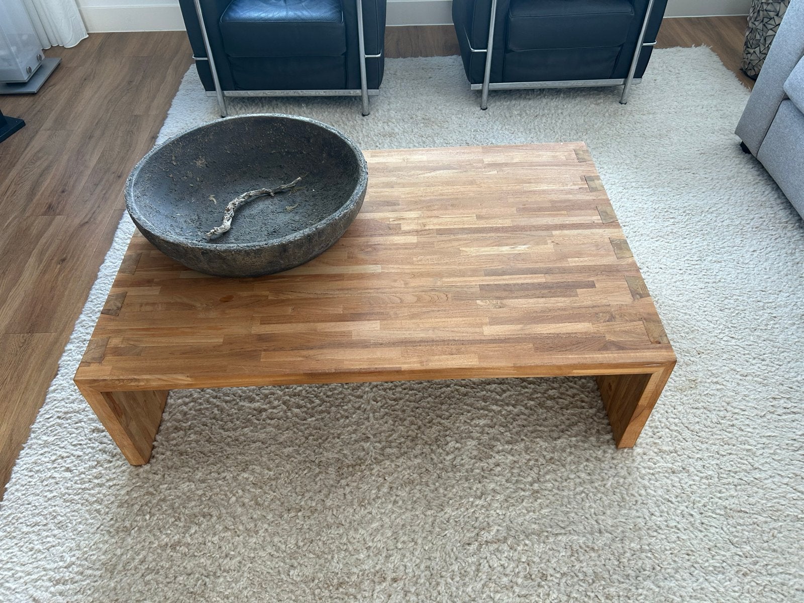 Design massief Teakhouten Salontafel 120x80x35 cm, Gebruikt, 100 tot 150 cm, Teakhout, 50 tot 100 cm
