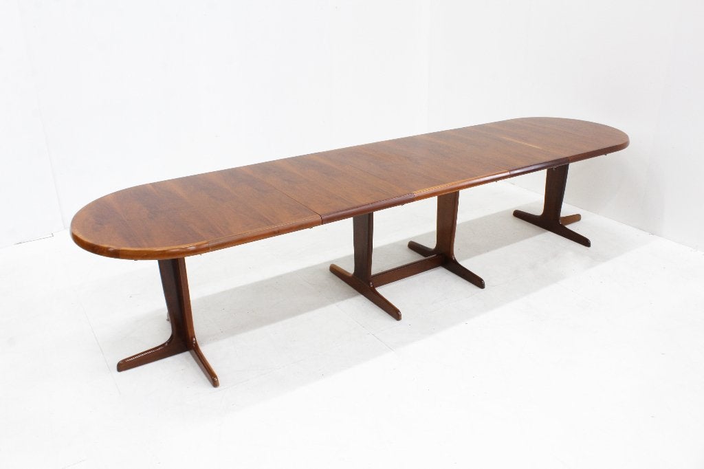 Vintage large oval extendable dining table 1960s XL, Gebruikt, 200 cm of meer, Vijf personen of meer, Rechthoekig