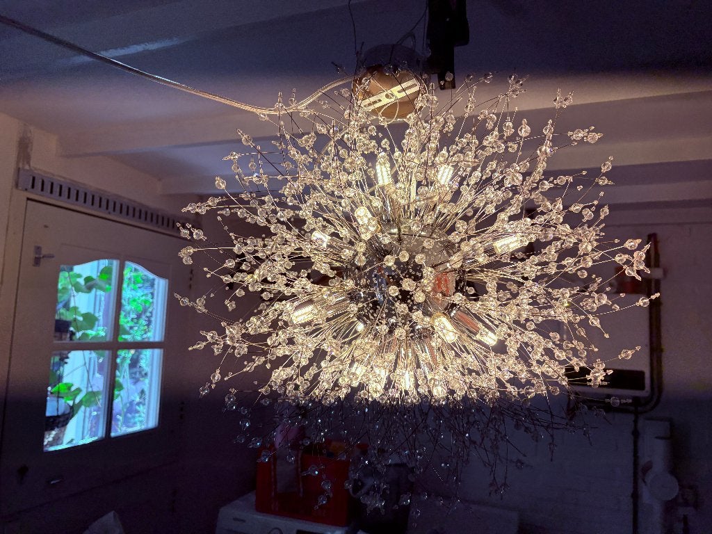 Lamp ''paardenbloem'' dimbaar 16 lampen, Ophalen, Zo goed als nieuw, Glas, G9