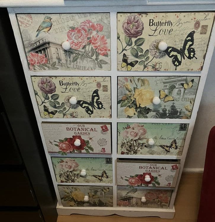 Ladenkast met vlinder patroon, Ophalen, 5 laden of meer, 50 tot 100 cm, Zo goed als nieuw