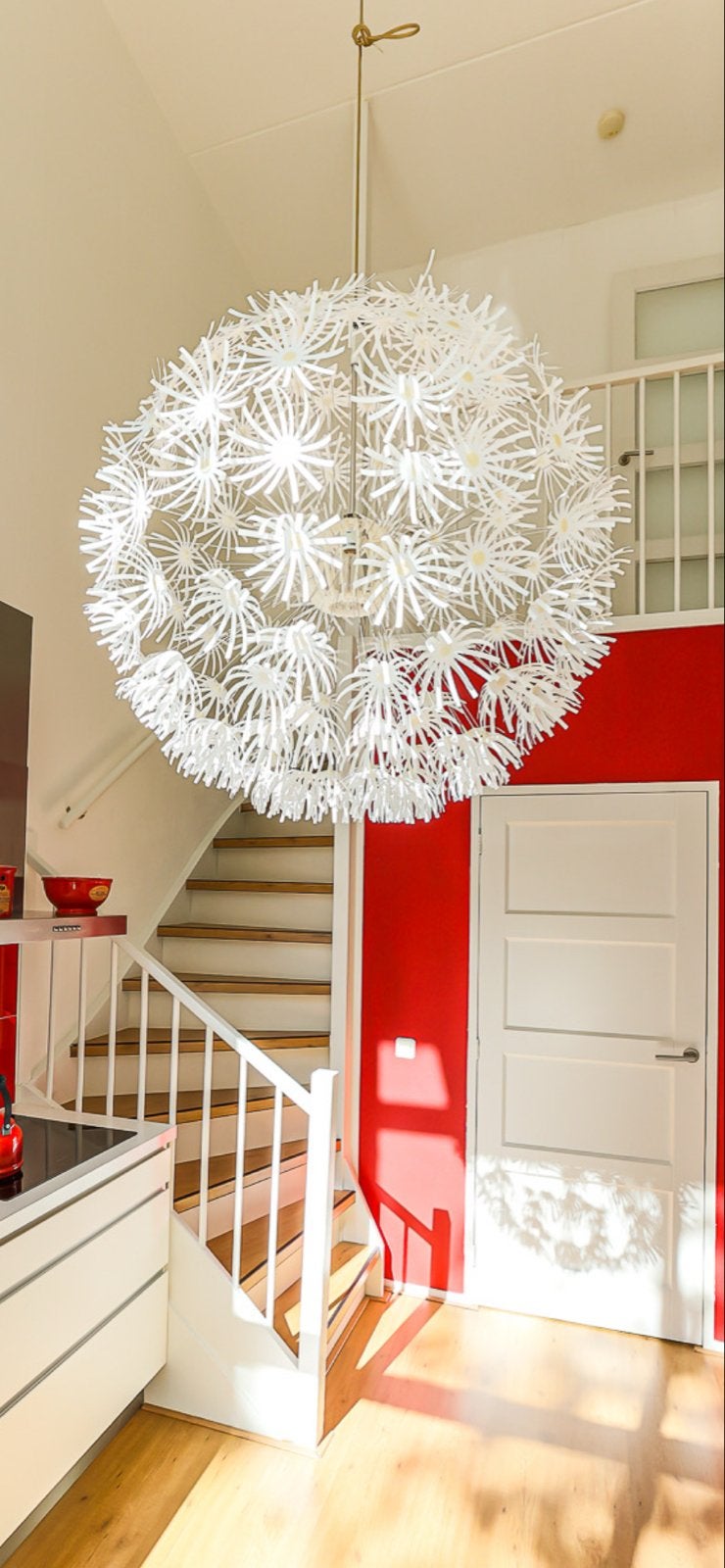 Grote Ikea Bloemenlamp / Kroonluchter, Huis en Inrichting, Ophalen, Zo goed als nieuw, Kunststof, E27 (groot)