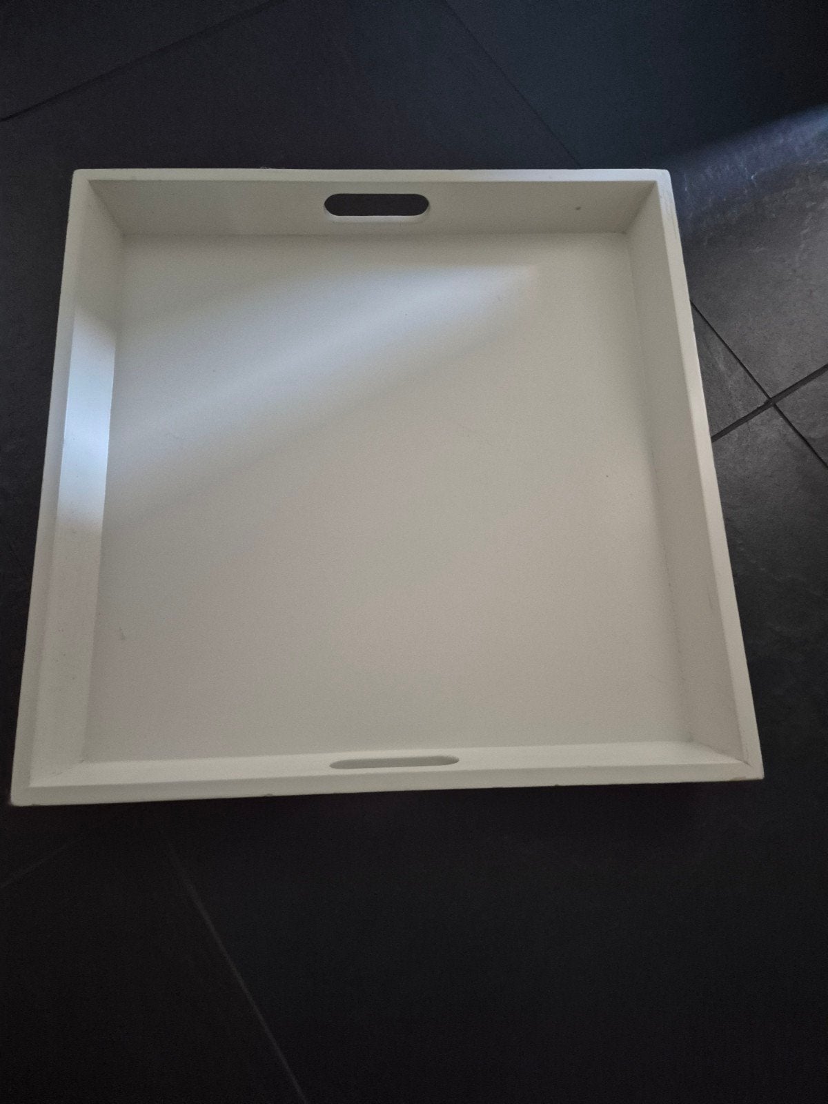 Wit houten dienblad met handvatten, Gebruikt, Vierkant, Ophalen of Verzenden, Dienblad