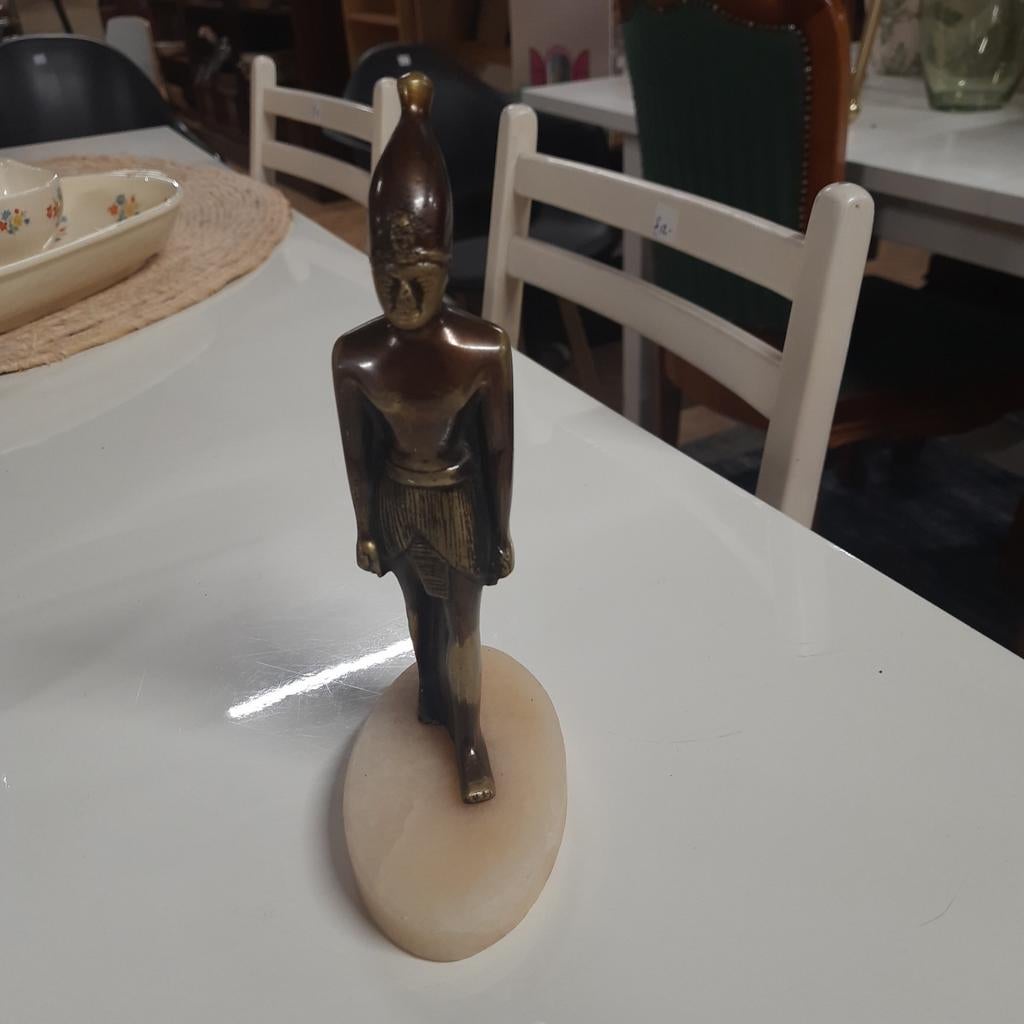 Vintage Egyptische Farao beeldje op marmeren Voet, Verzamelen, Ophalen of Verzenden, Nieuw