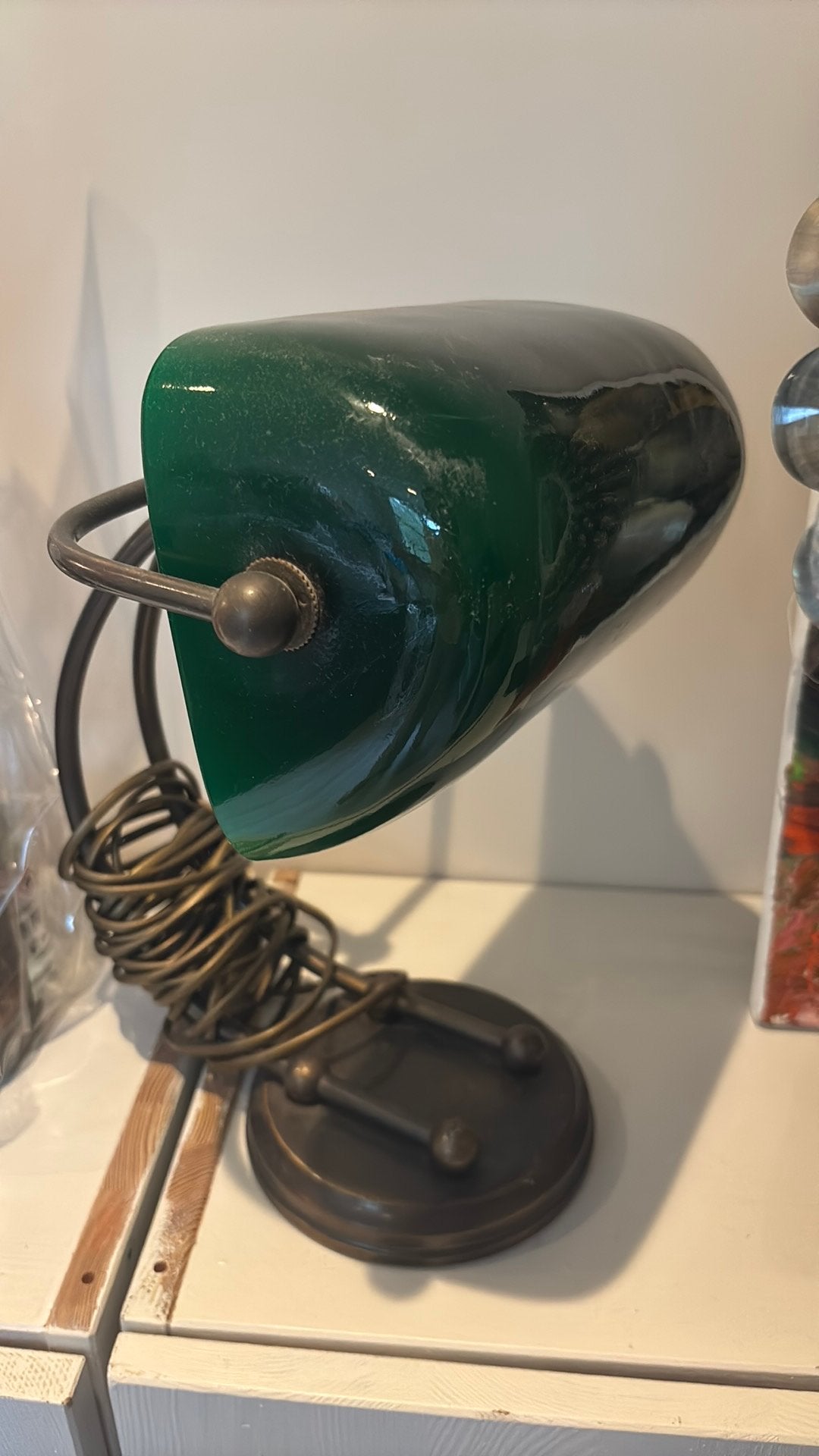 Oude bankierslamp, Huis en Inrichting, Lampen | Wandlampen, Ophalen of Verzenden, Zo goed als nieuw