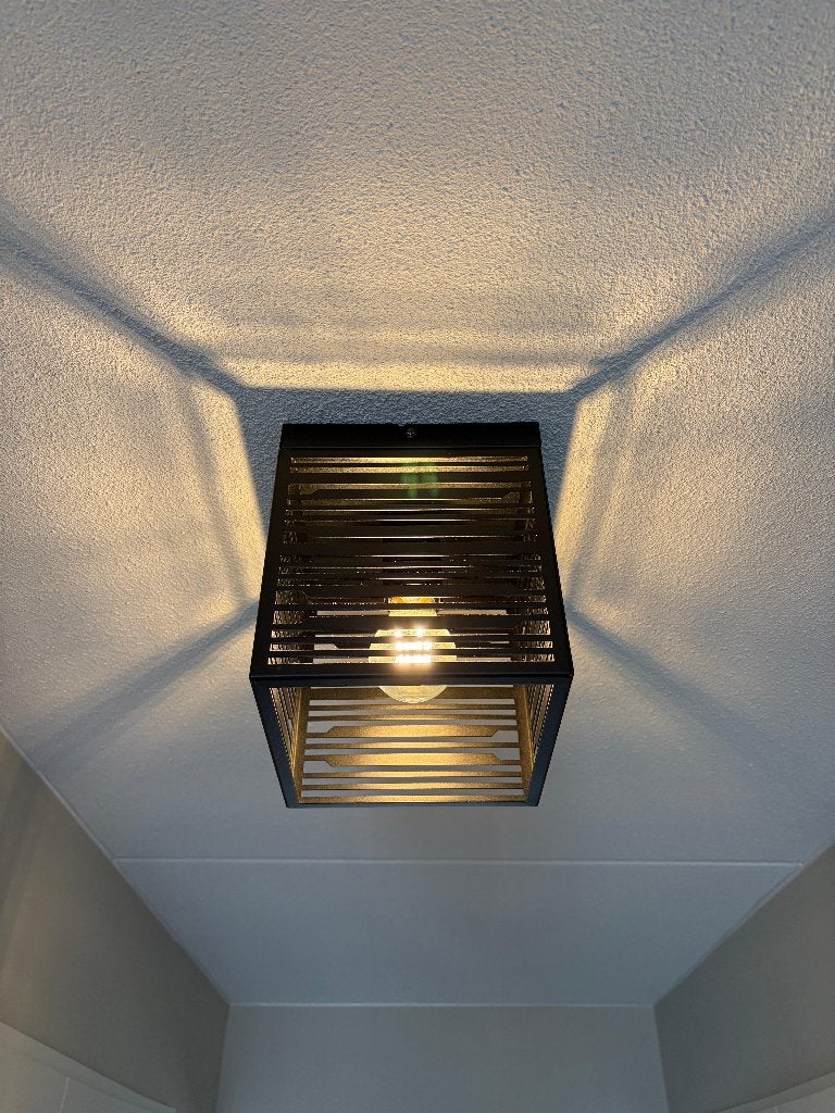 Zwarte industriële plafondlamp Lennaert – aluminium – E27, Huis en Inrichting, Ophalen, Inclusief lichtbron, Zwart, E27 (groot)