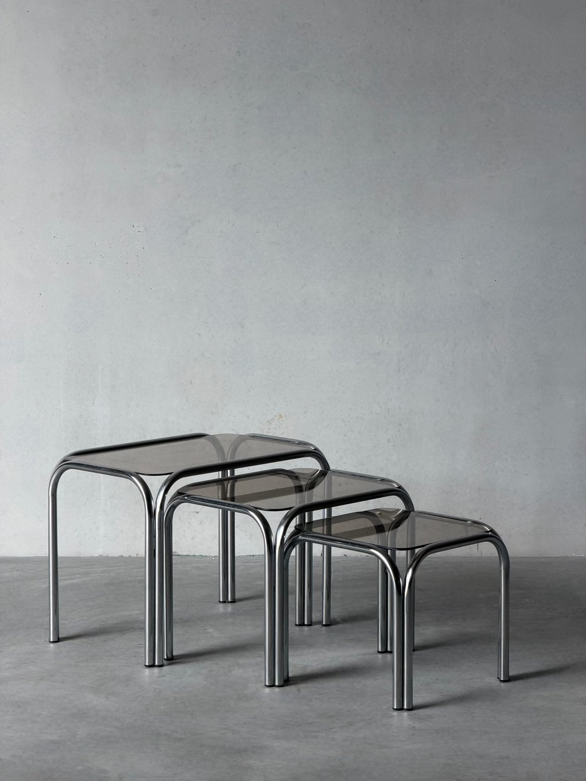 Vintage chroom nesting bijzettafels, Ophalen