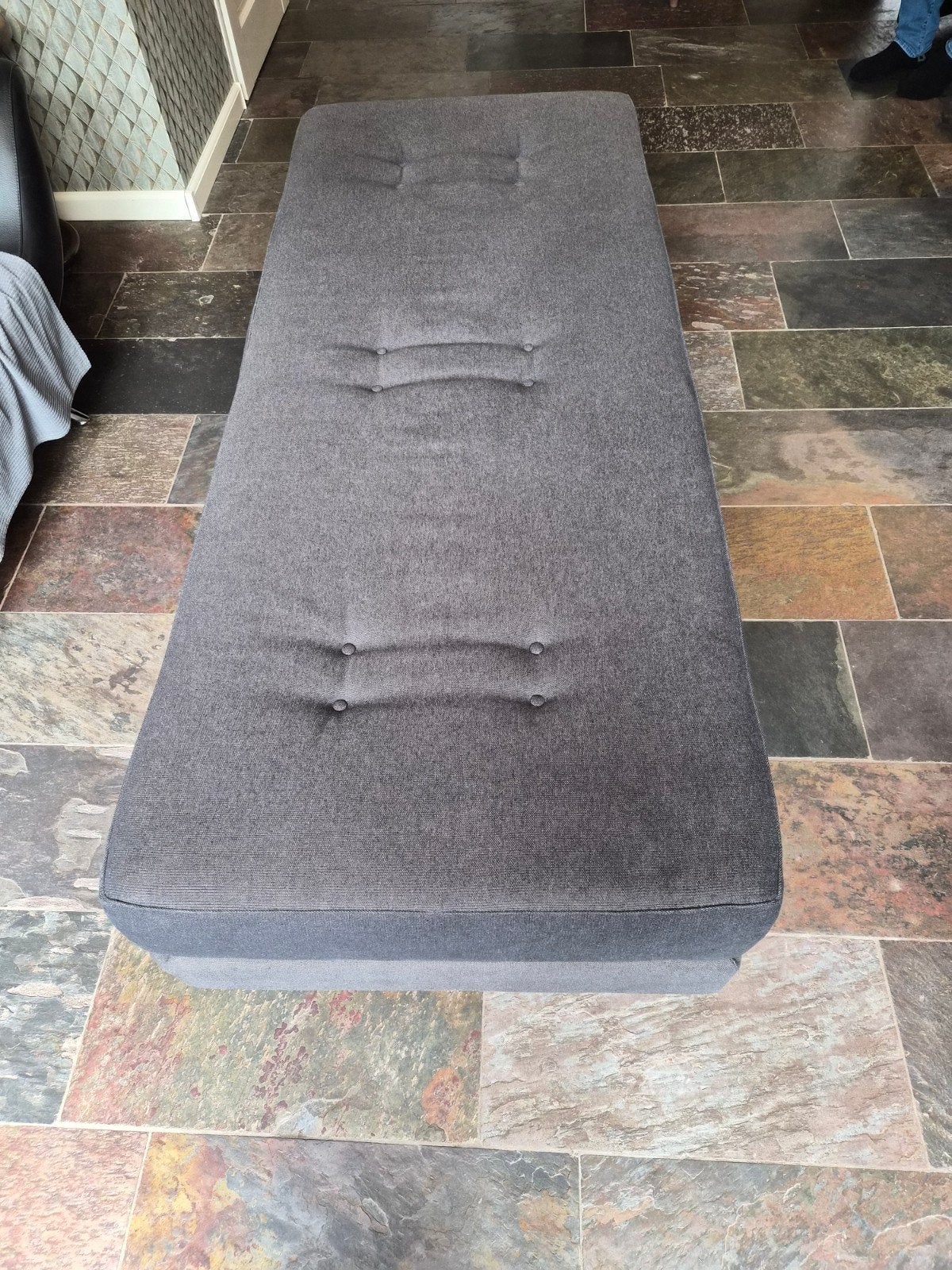 Softline slaapbank/poef - 80 x 200 cm kleur grijs/ antraciet, Ophalen, Gebruikt, 125 cm of meer, Metaal