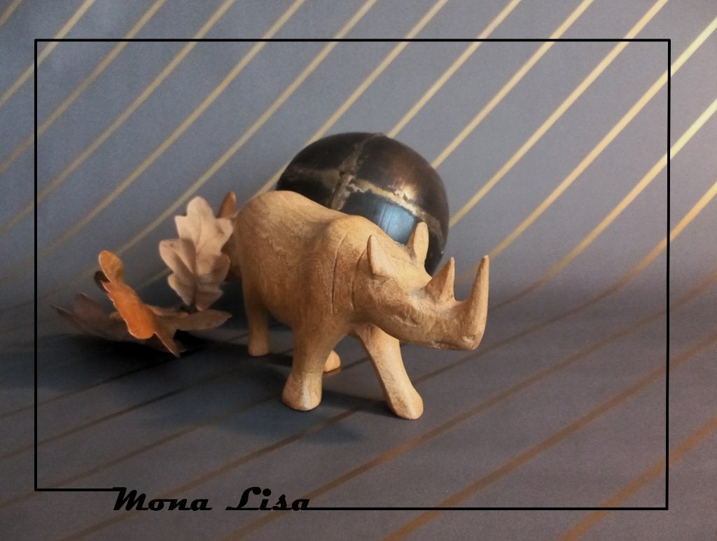 Houten Neushoorn , 14 cm, Ophalen of Verzenden, Beeldje of Figuurtje
