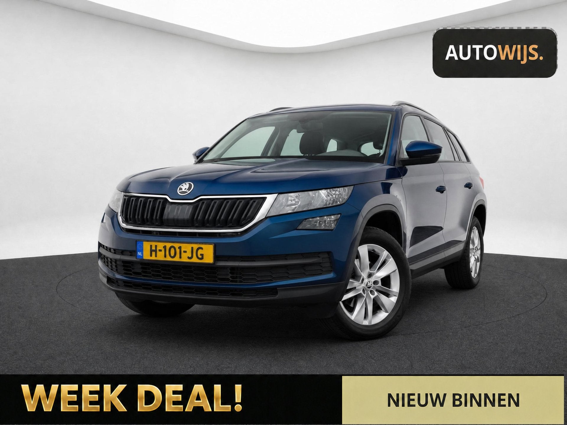 Skoda Kodiaq 1.5 TSI Ambition|AUT|TREKHAAK|PDC|GOED ONDERHOU, Auto's, Stof, 4 cilinders, 150 pk, Blauw