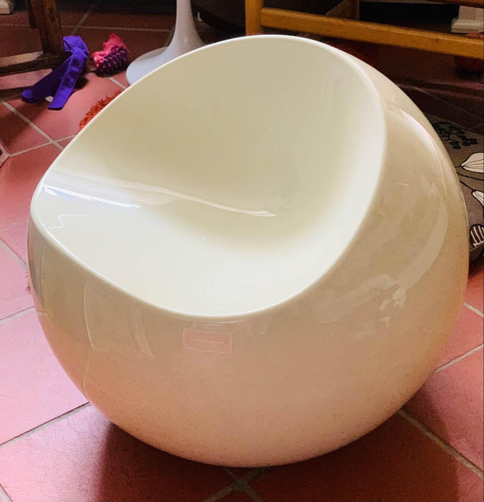 Kunststof Witte Bolstoel space age, Ophalen, Kunststof, Wit, Zo goed als nieuw