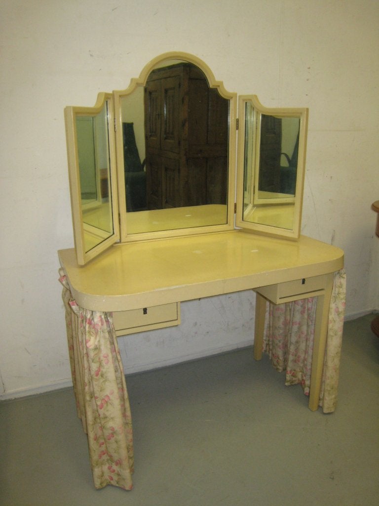 Vintage kaptafel met drieluik spiegel, Niet ingevuld, Gebruikt, Niet ingevuld, Niet ingevuld