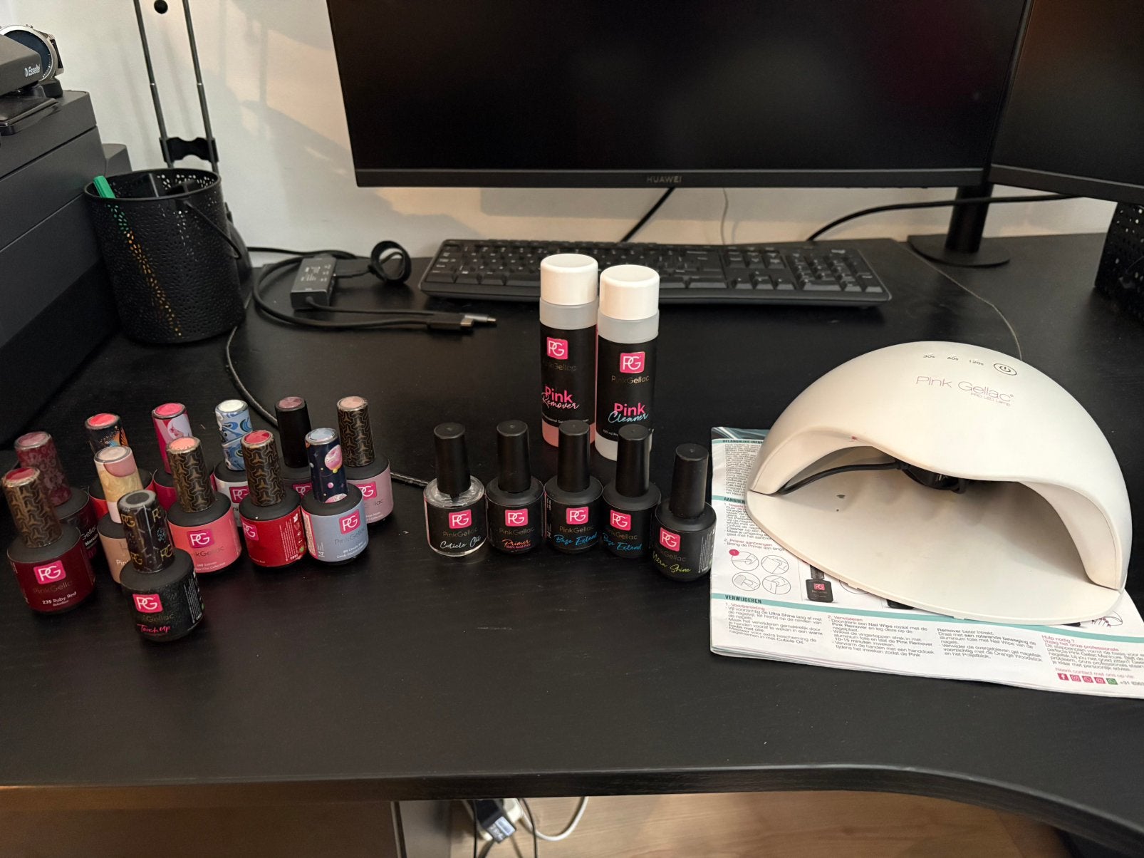 Pinc gellac lamp en lakjes, Ophalen, Zo goed als nieuw, Wit, Handen en Nagels