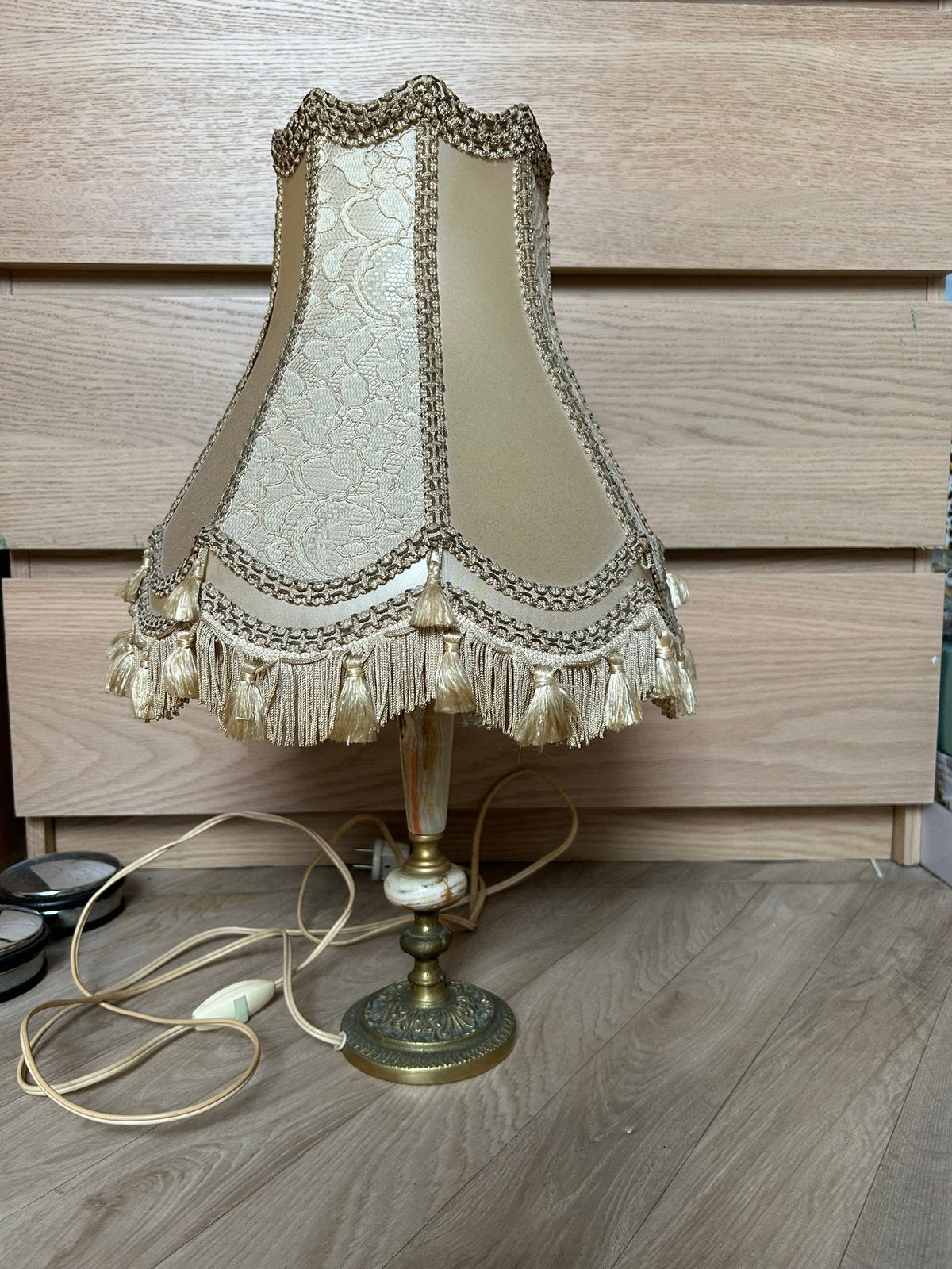 Ouderwetse lamp met onyx-marmeren voet, Ophalen of Verzenden, Zo goed als nieuw