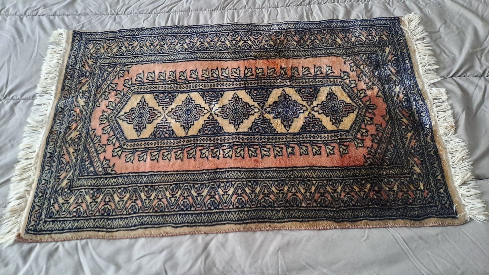 vintage tapijt met uniek patroon, Ophalen of Verzenden