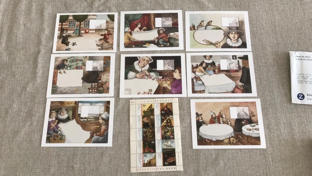 Kinderpostzegels en kaarten  kunst  in de 17 eeuw 1999, Ophalen of Verzenden, Na 1940, Postfris