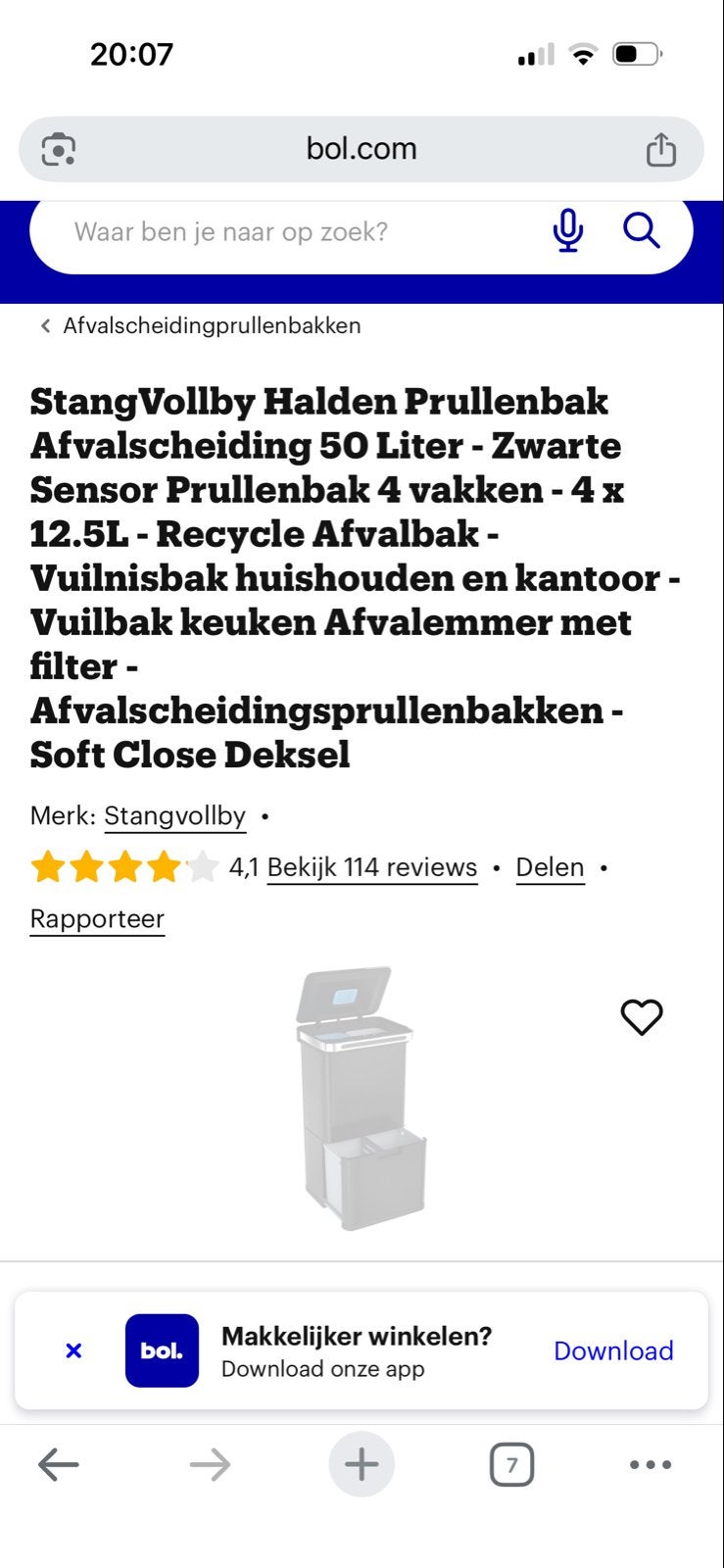 StangVollby Halden Prullenbak Afvalscheiding 50 Liter Zwart, 40 liter of meer, Ophalen, Gebruikt, Metaal