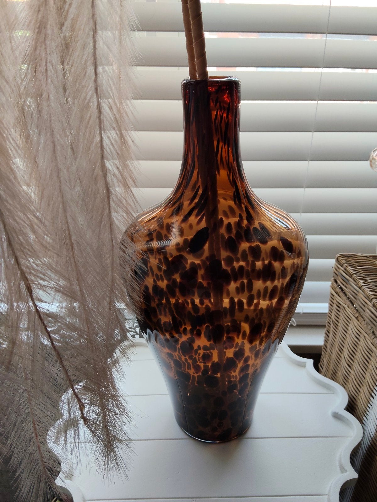 prachtige Riverdale vaas, Bruin, Inclusief decoratie, Ophalen of Verzenden, Glas