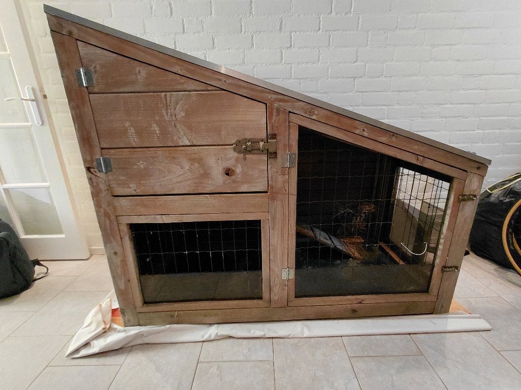 Konijnenhok buitenhok, Dieren en Toebehoren, Knaagdieren en Konijnen | Hokken en Kooien, Ophalen, 110 cm of meer, Zo goed als nieuw