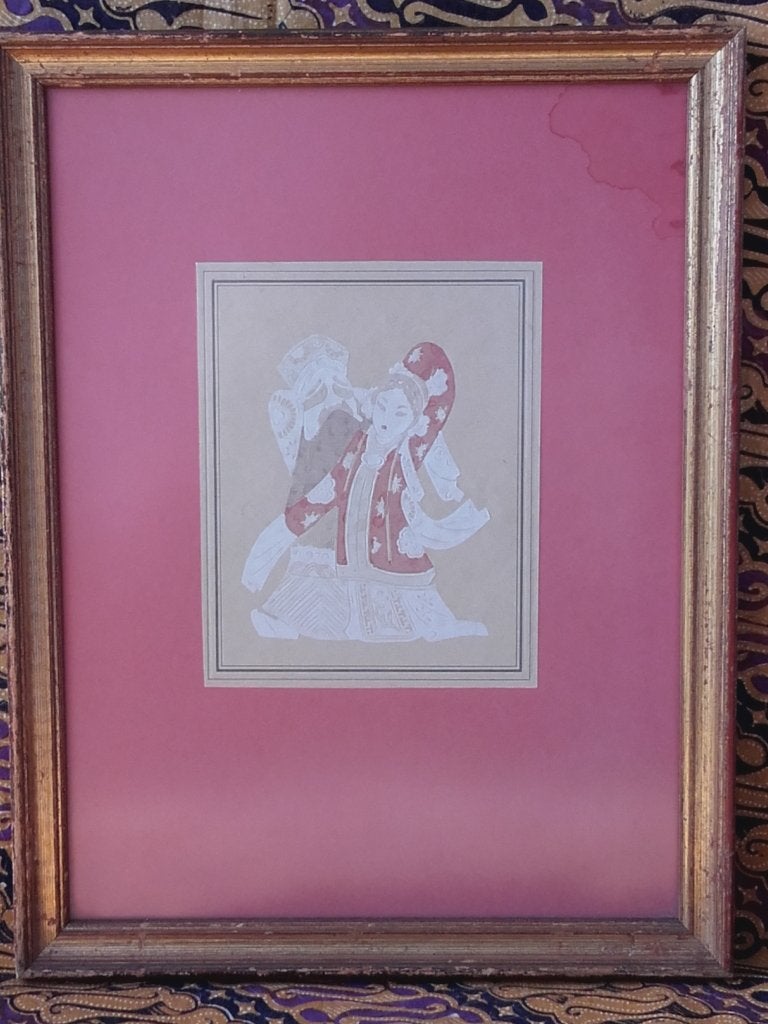 Mooie originele oude ingelijste knipkunst prent uit China., Antiek en Kunst, Kunst | Niet-Westerse kunst, Wanddecoratie, Ophalen of Verzenden