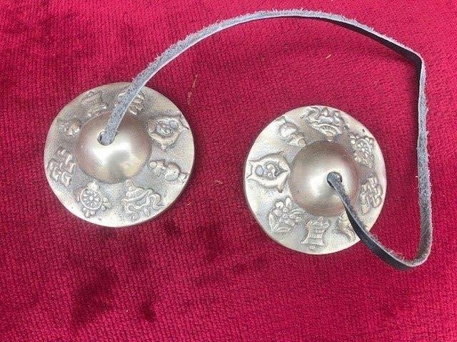meditatie/tempelbellen, Tibet, Antiek en Kunst, Reliëf, Ophalen of Verzenden, Metaal, Tibet
