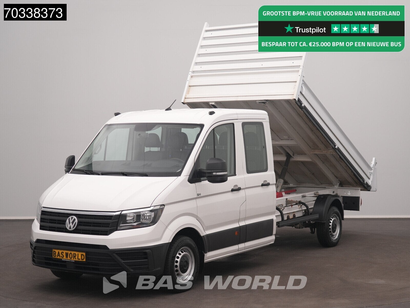 Volkswagen Crafter 140pk Kipper Dubbele Cabine Trekhaak 7 zi, Auto's, Gebruikt, Euro 6, 4 cilinders, Volkswagen