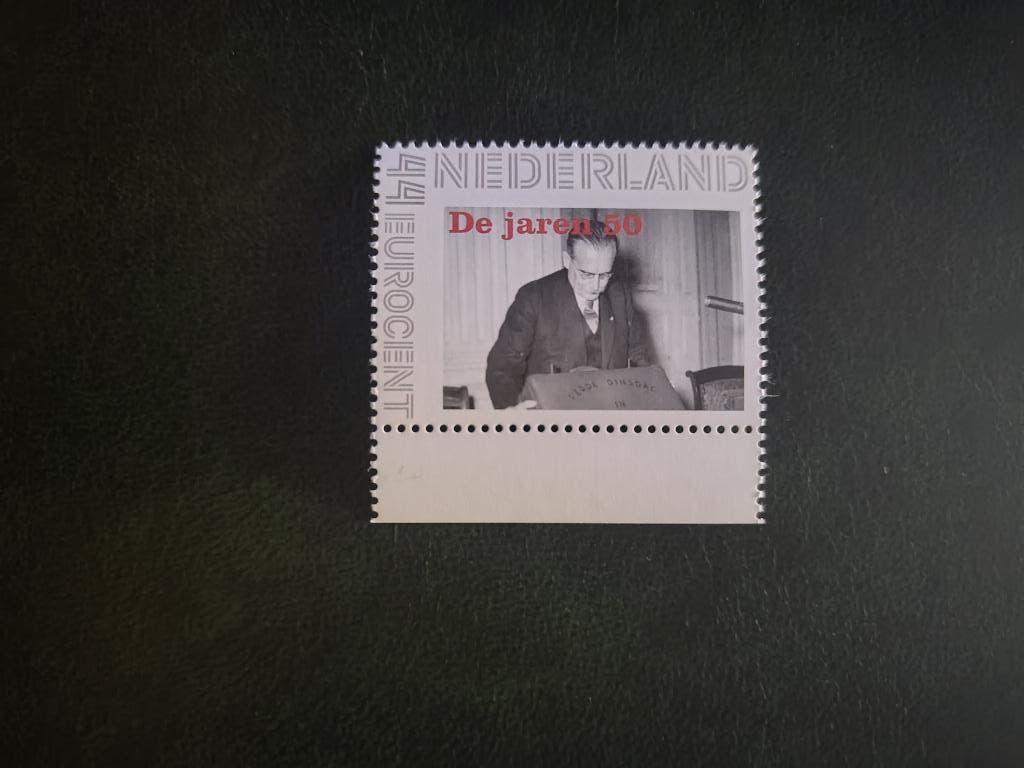 Persoonlijke zegel de jaren 50 hoekstuk Willem Drees, Postzegels en Munten, Postzegels | Nederland, Verzenden, Na 1940, Postfris