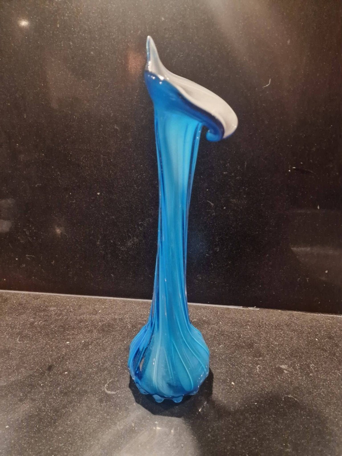 Murano Kelkvaas - Blauw en Wit Glas, Ophalen of Verzenden