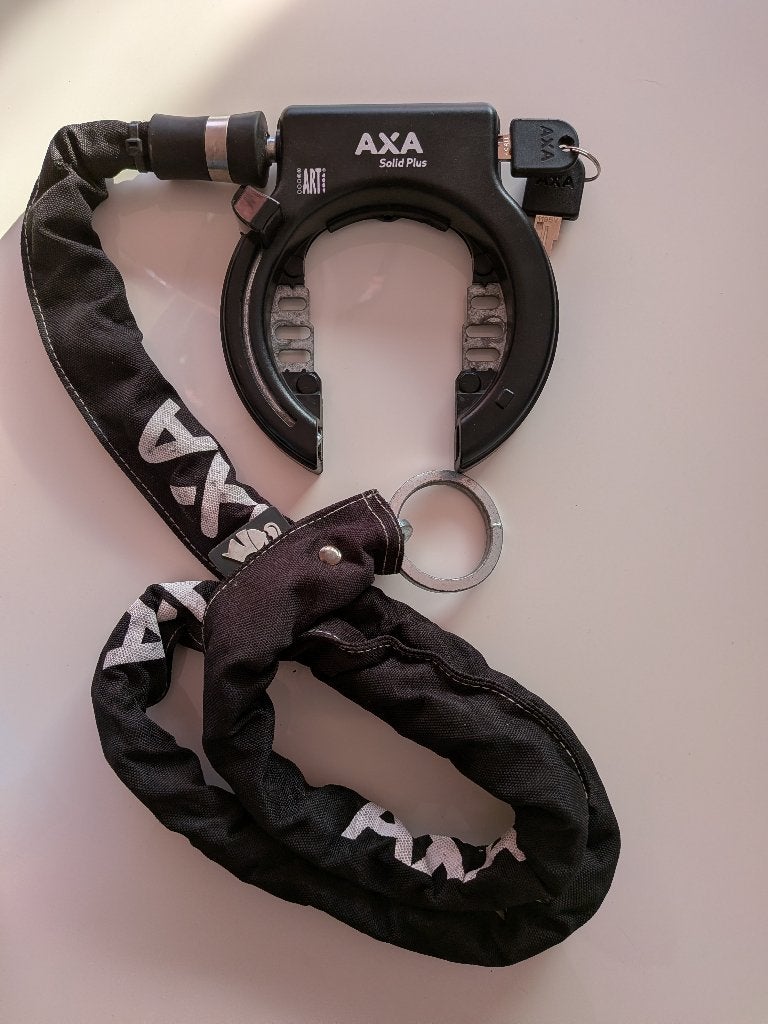 AXA fietsslot met insteekketting 140cm, Ophalen, Gebruikt, Insteekslot